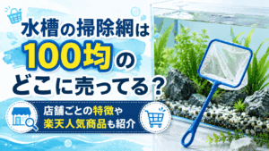 水槽の掃除網は100均のどこに売ってるか、店舗ごとの特徴や楽天の人気商品を紹介する記事のアイキャッチ画像