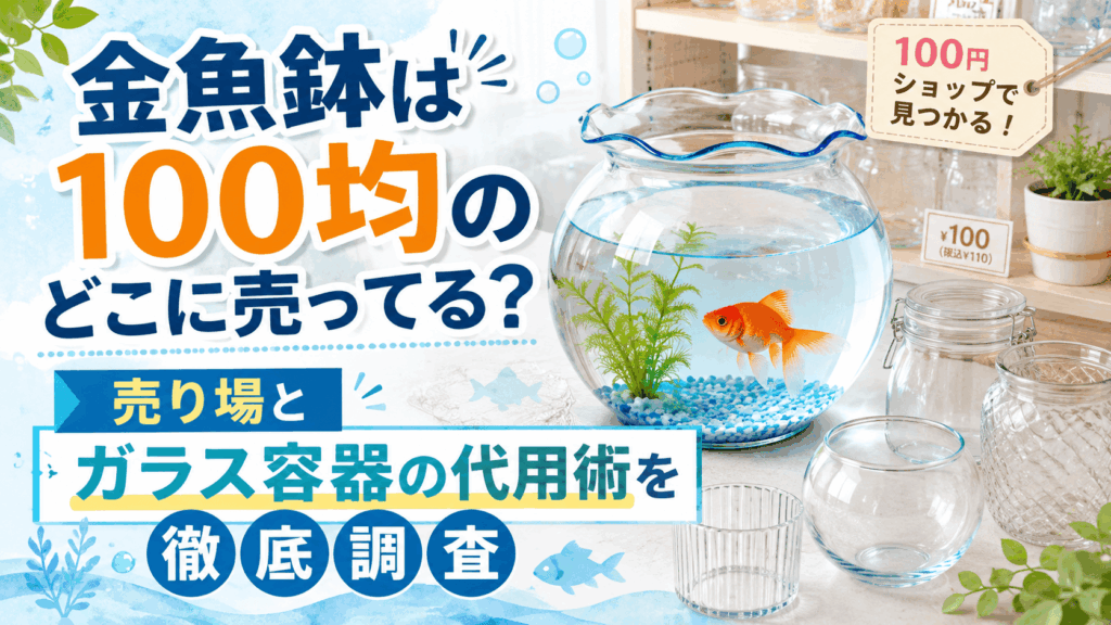 金魚鉢は100均のどこに売ってるのか、売り場やガラス容器で代用する方法を紹介するアイキャッチ画像